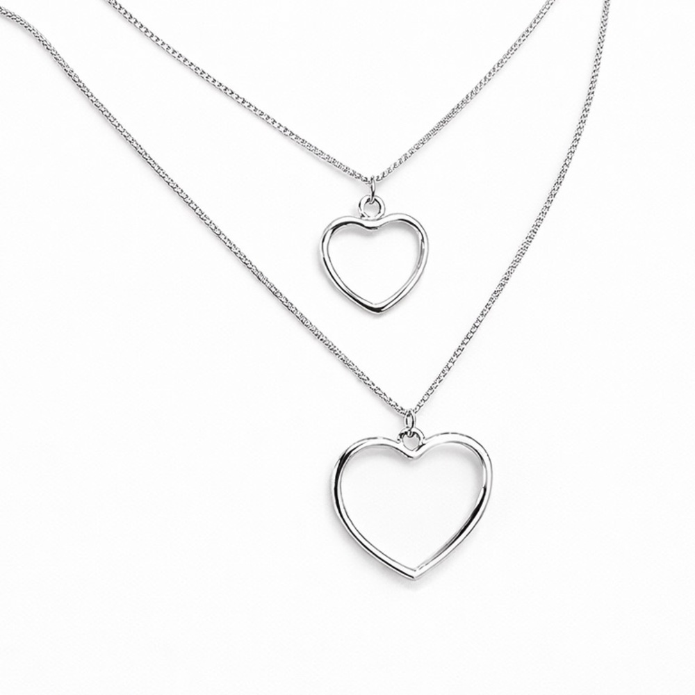 Elegant Silver Layered Heart Necklace